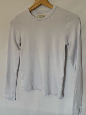 Velvet by Jenny Graham White Long-Sleeve Ribbed Top size XS